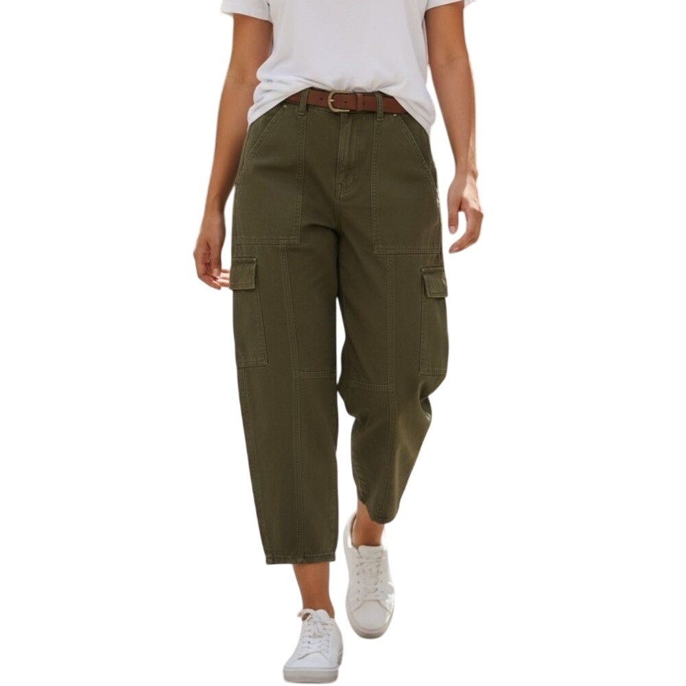 Universal Thread Olive Green High Rise Cropped Wide Leg Cargo Pants - Picture 2 of 11